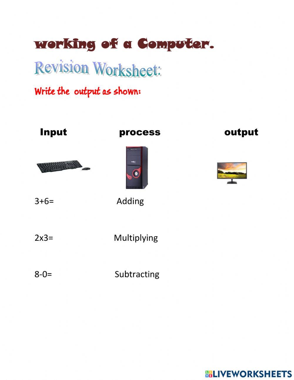 Working of computer worksheet | Live Worksheets