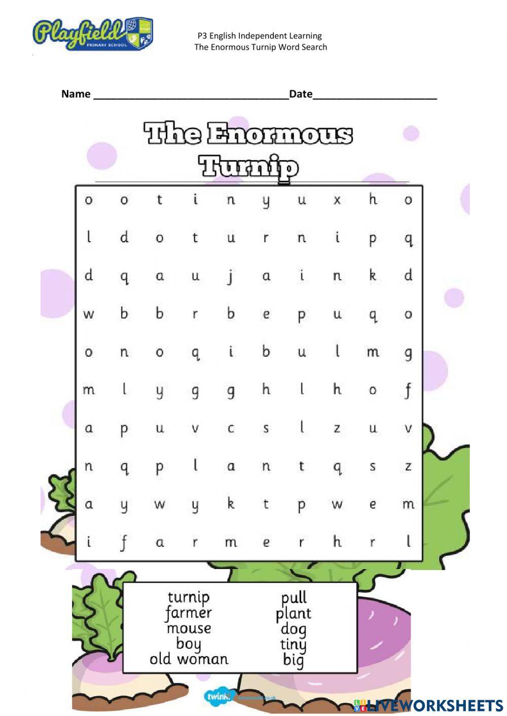 The Enormous Turnip Wordsearch