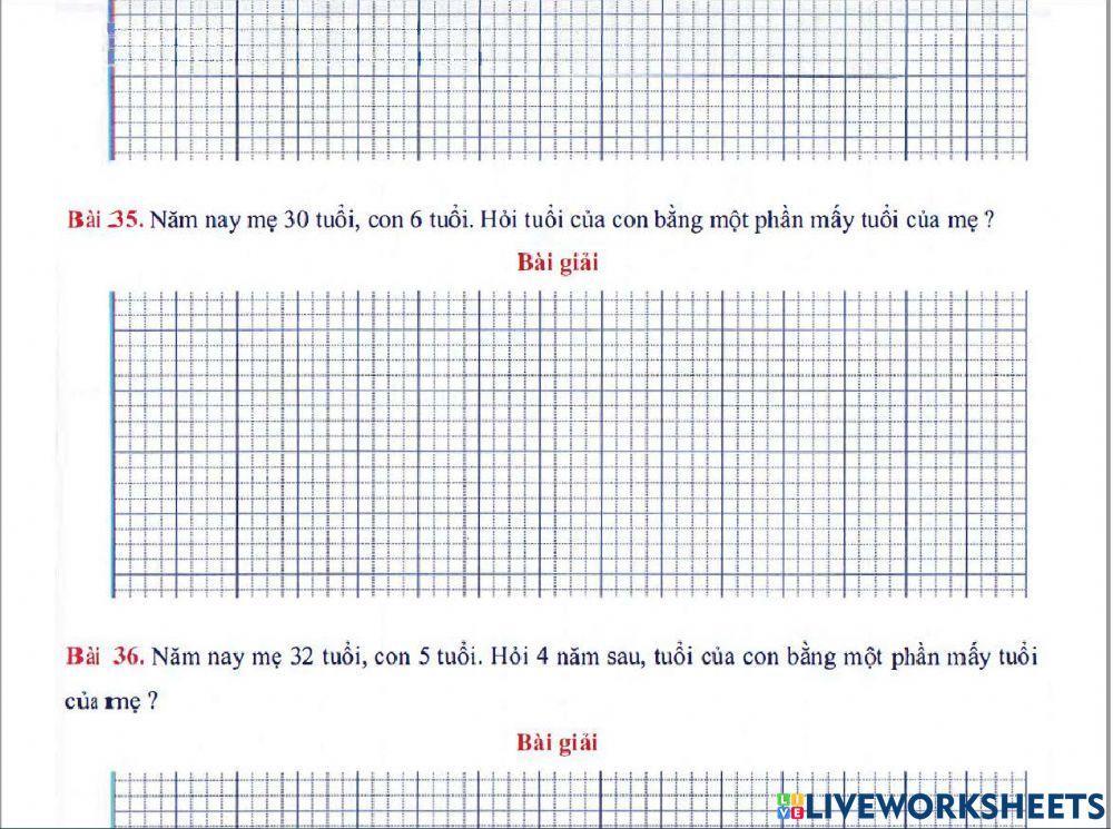 Toán 3 lên 4 - Dạng 7.5: Toán so sánh số bé bằng 1 phần mấy số lớn