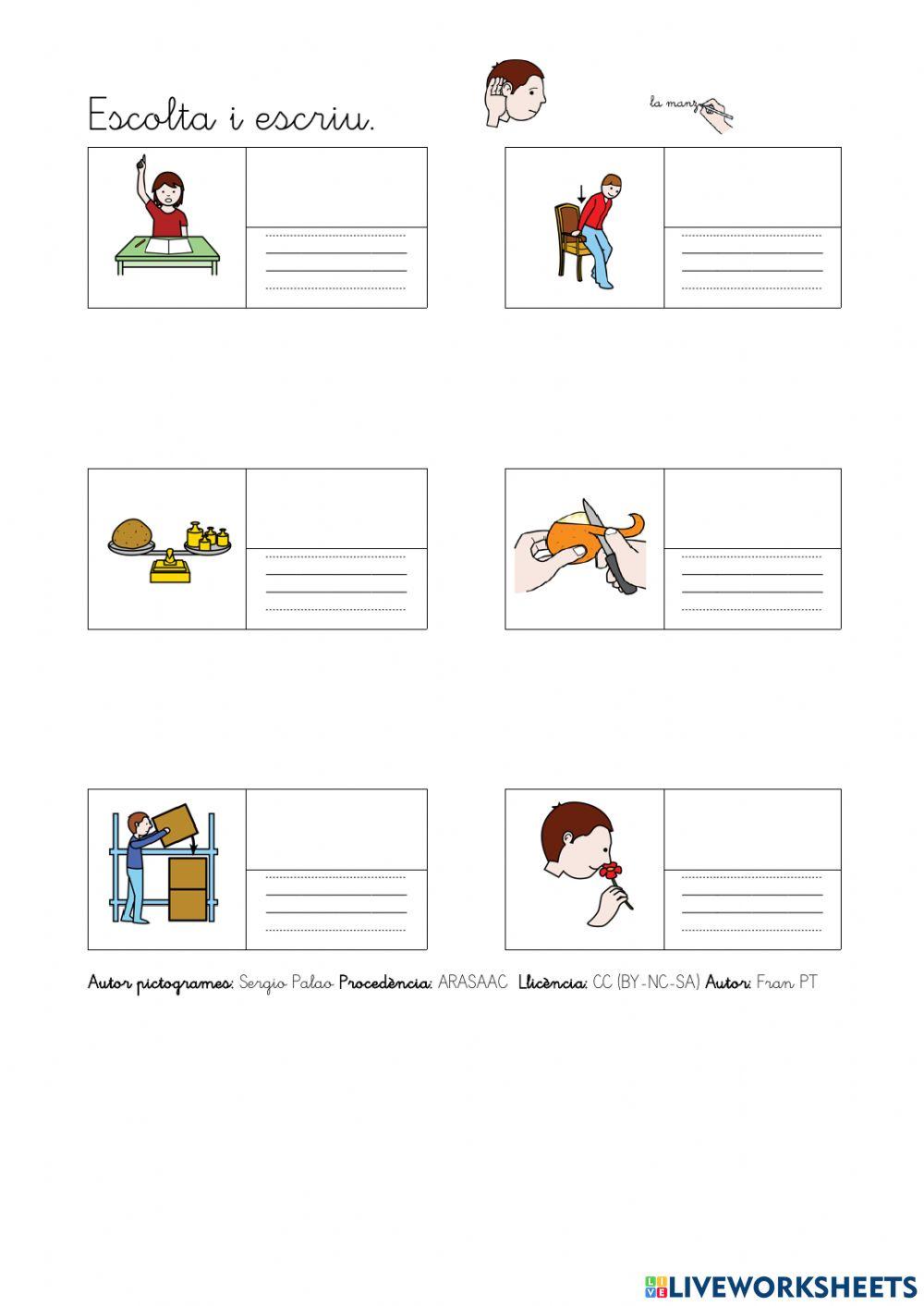 Escriure verbs amb p, l, s. Escriure verbs amb p, l, s.