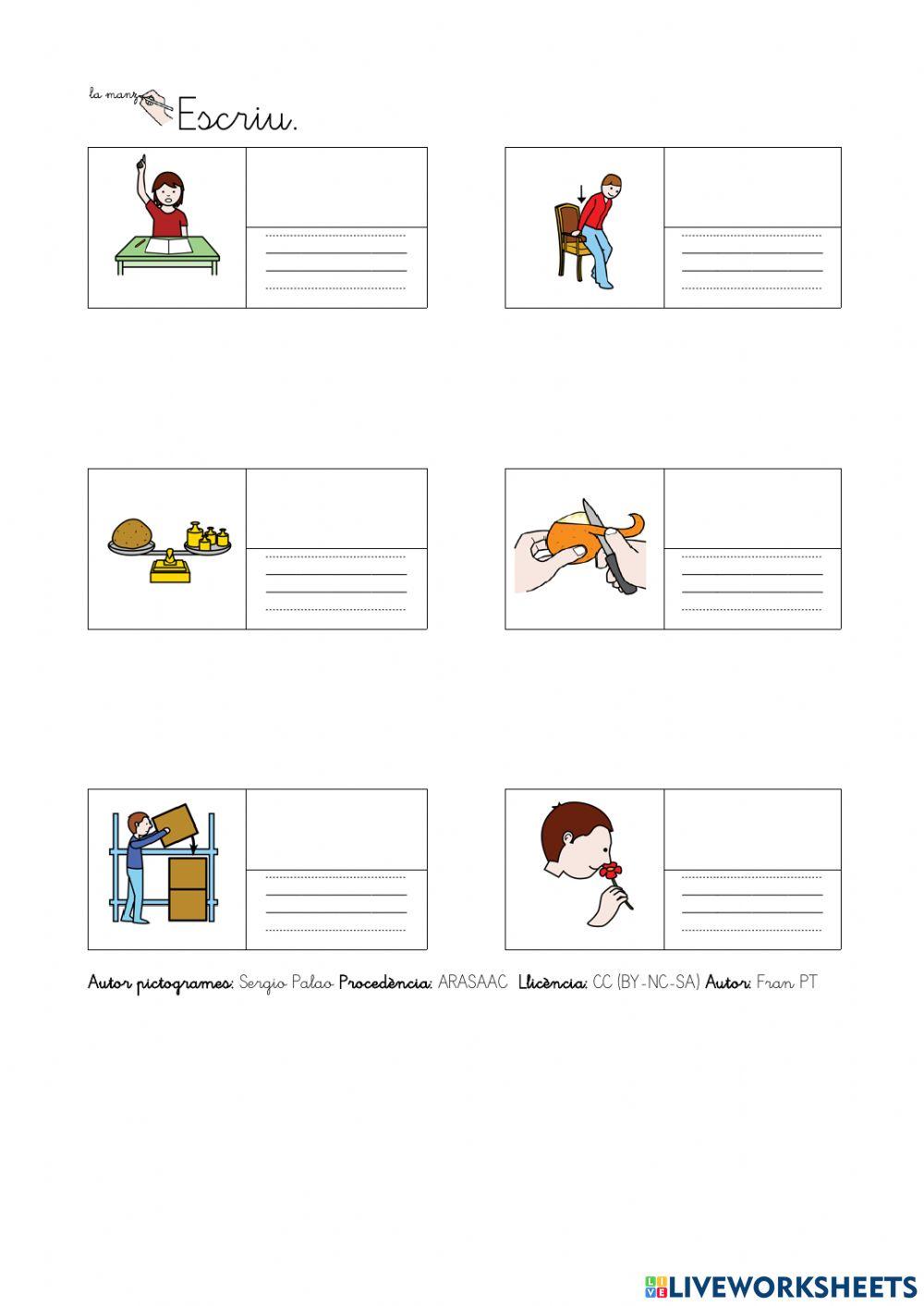 Escriure verbs amb p, l, s. Escriure verbs amb p, l, s.
