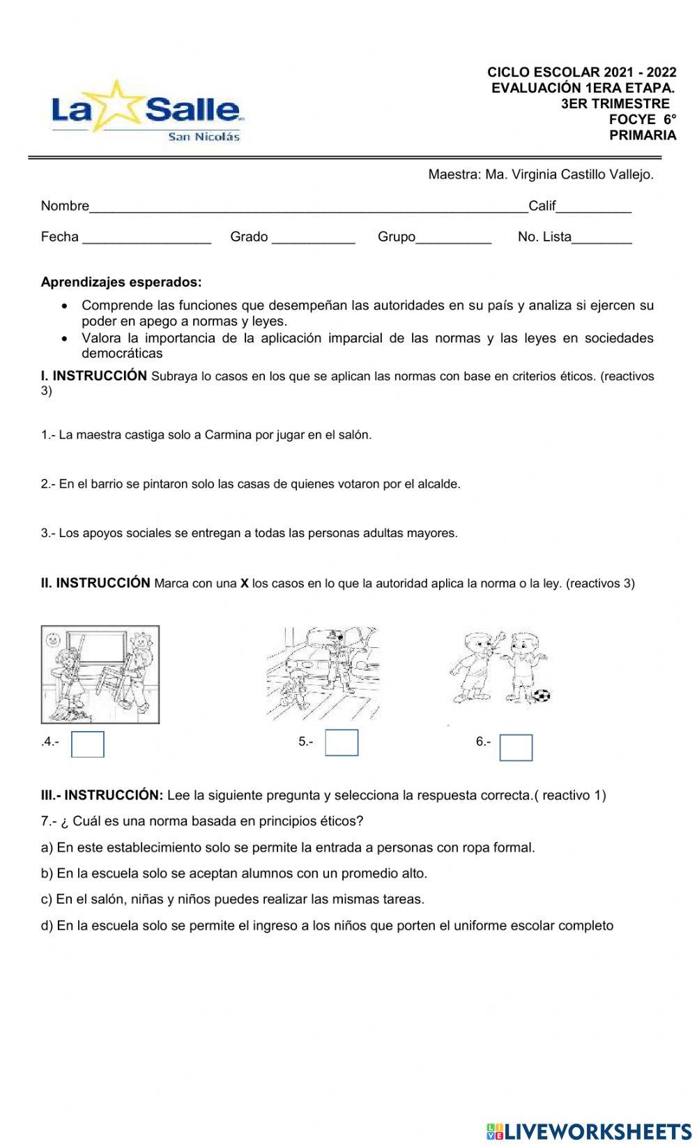 Examen de focye mayo