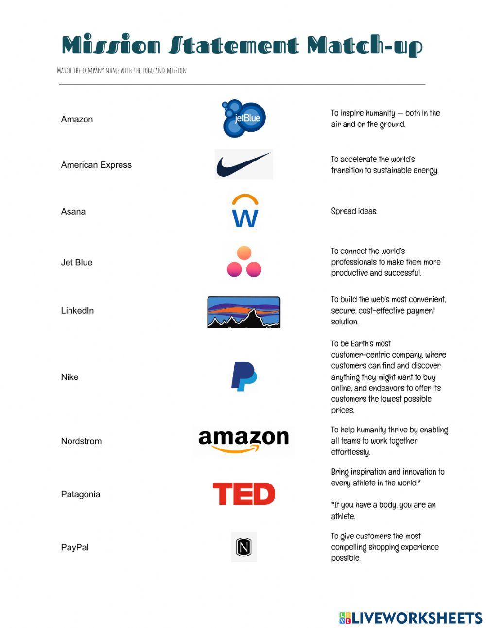 Mission Statement Match-Up