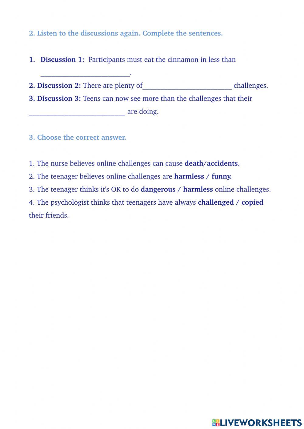 Listening discussions 4CE