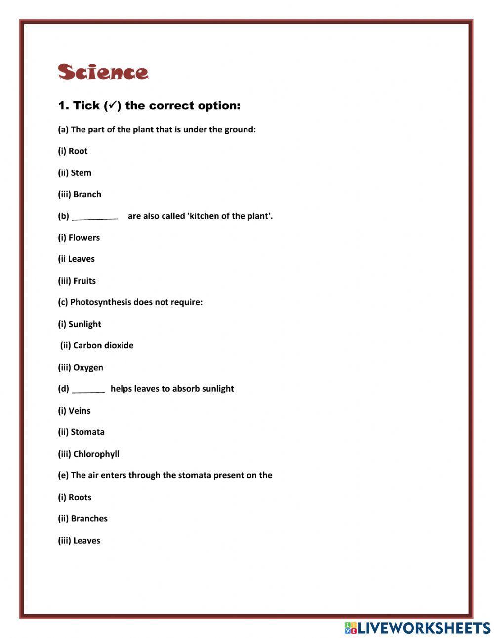 Science online exercise for Grade:4 | Live Worksheets