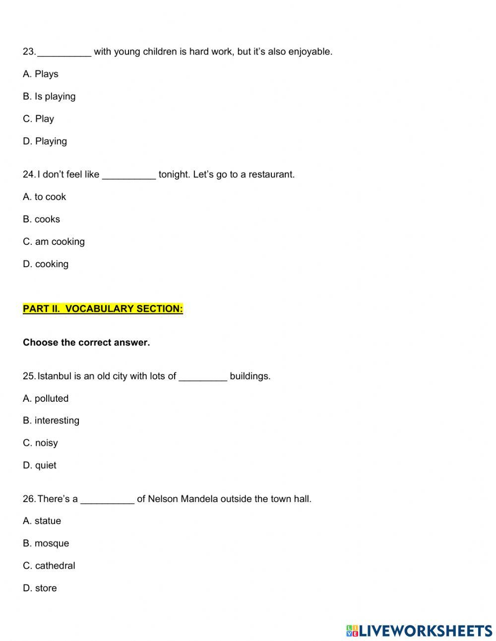 Written quiz 2  - intensive 2 - FUNDATEC