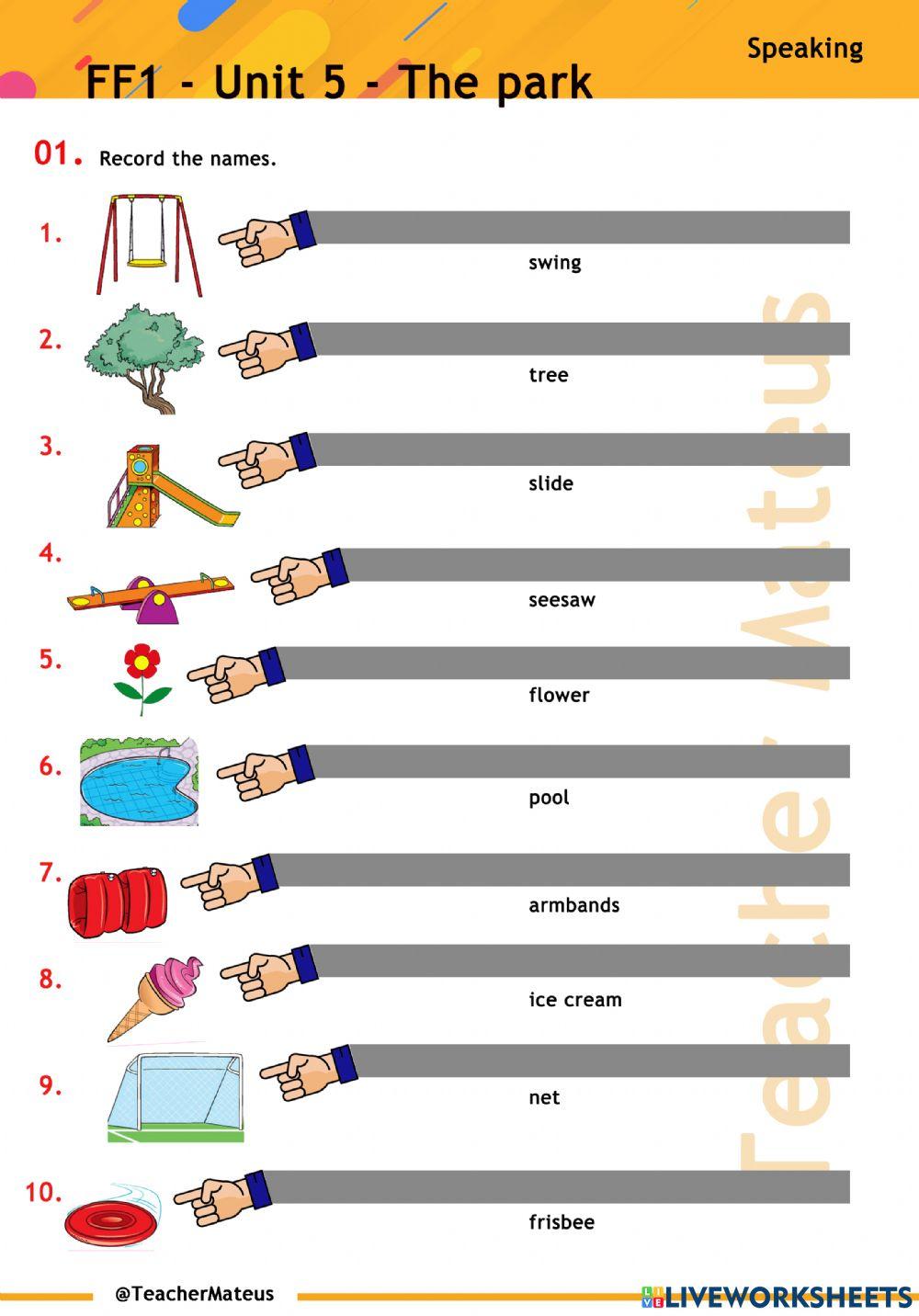 FF 1 - Unit 05 - The park - Speaking