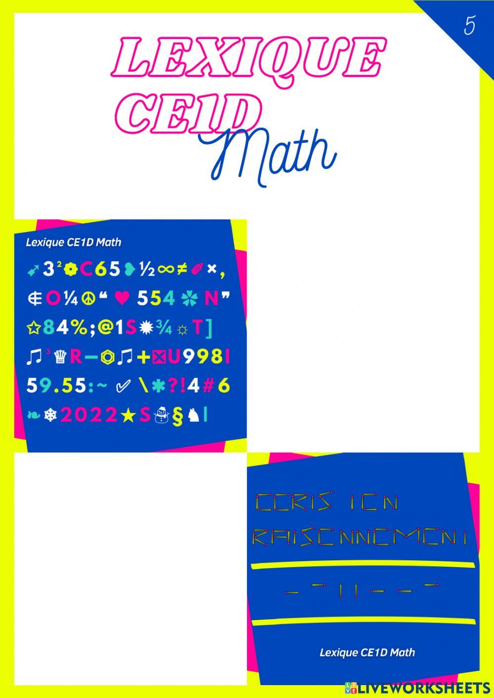 Lexique CE1D Math - Jeux - Partie 1