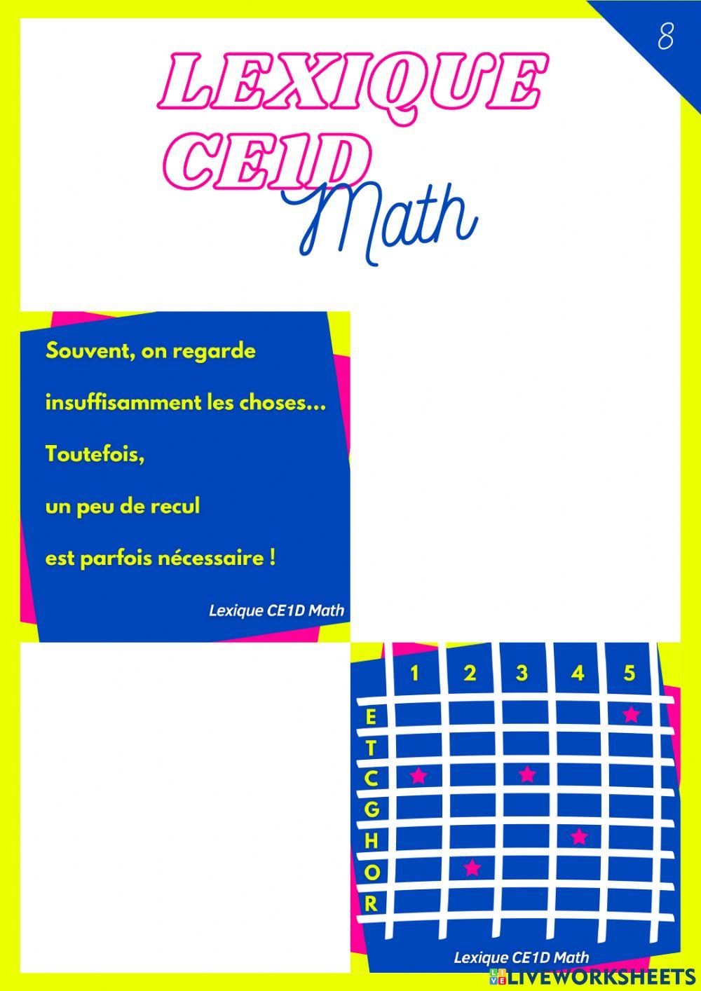 Lexique CE1D Math - Jeux - Partie 1