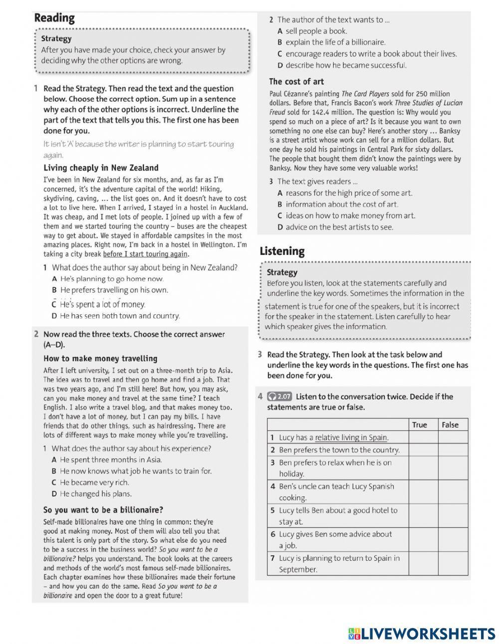 Reading and Listening Travelling