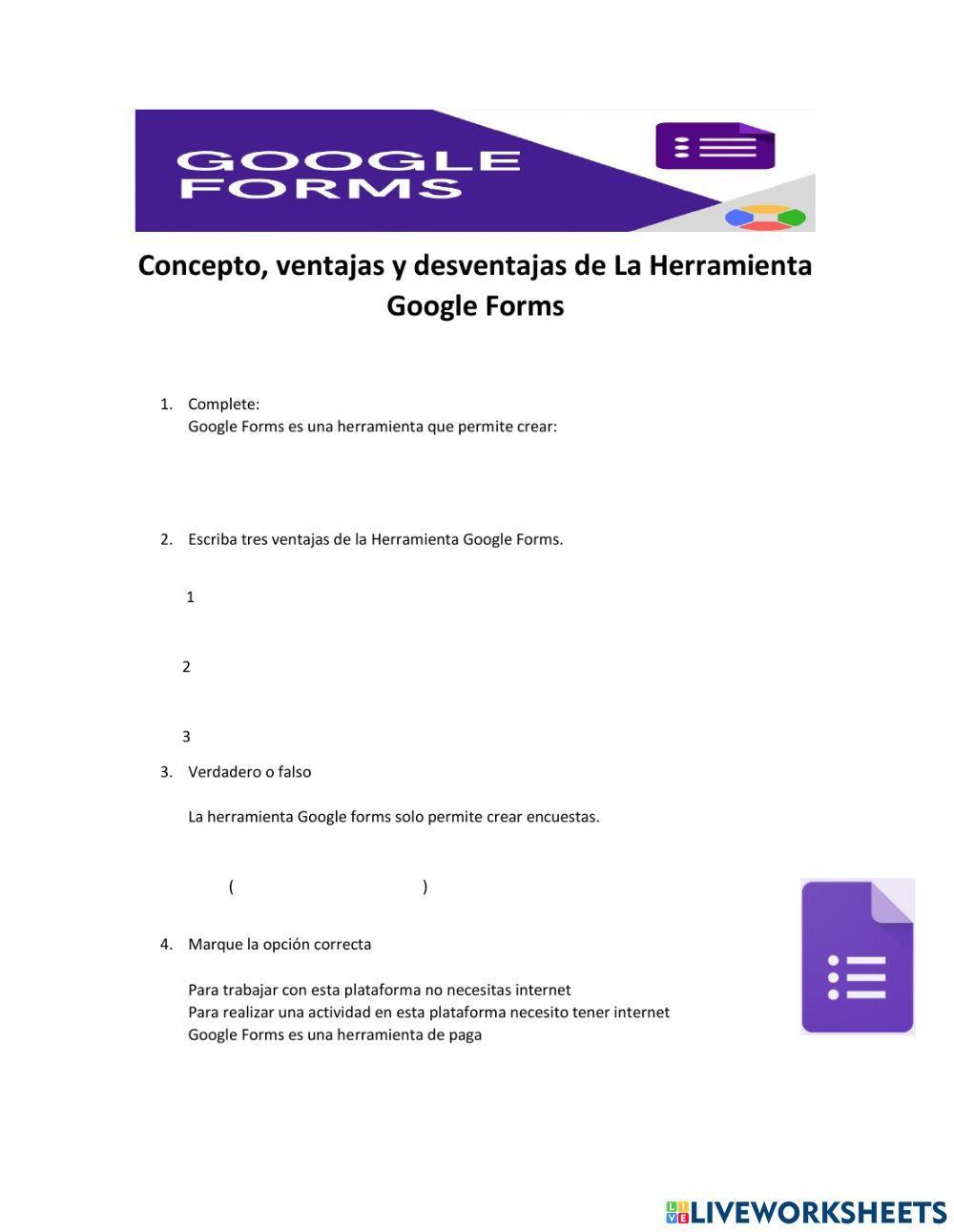 Concepto, Ventajas y desventajas de Google forms