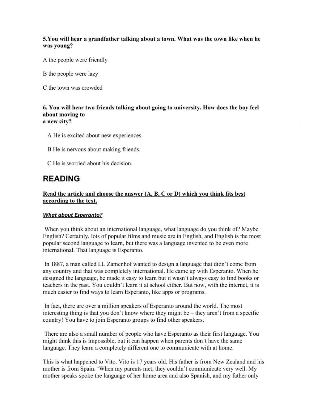 4th Year Test 1 - Gold experienceB1 (starter unit, 1, 2, 3)