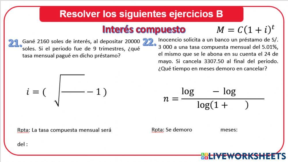 Interés Compuesto periodo y tasa 7B
