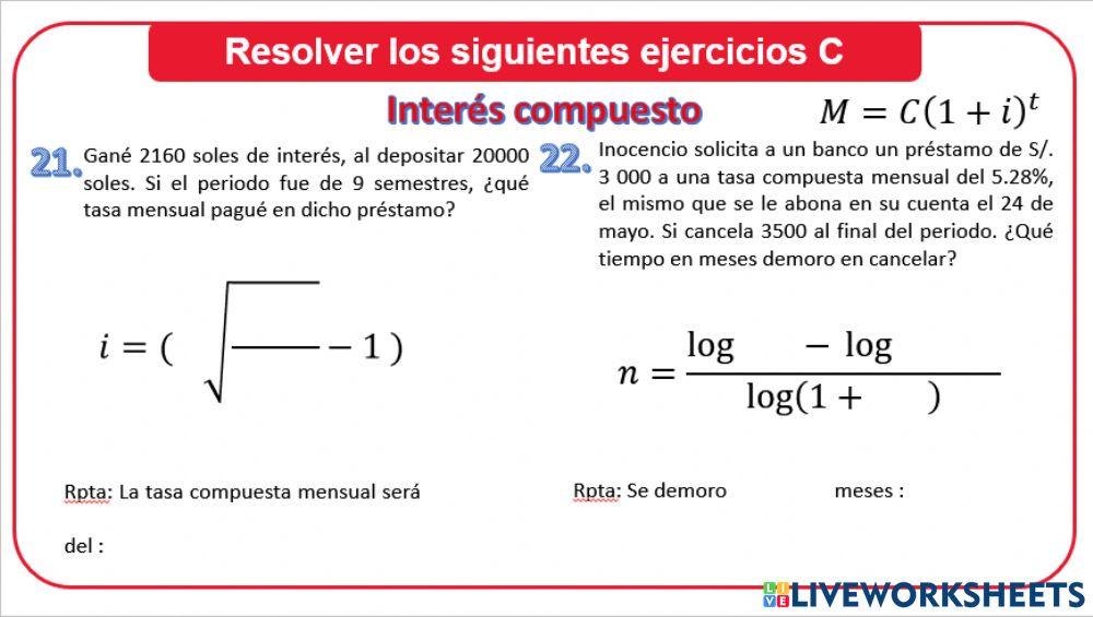 Interés Compuesto periodo y tasa 7C