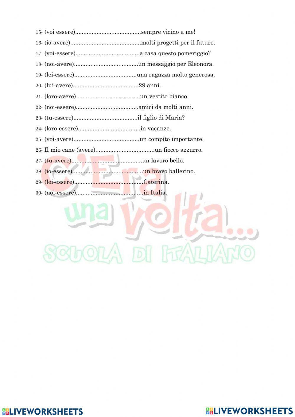 Ripasso forme ESSERE e AVERE