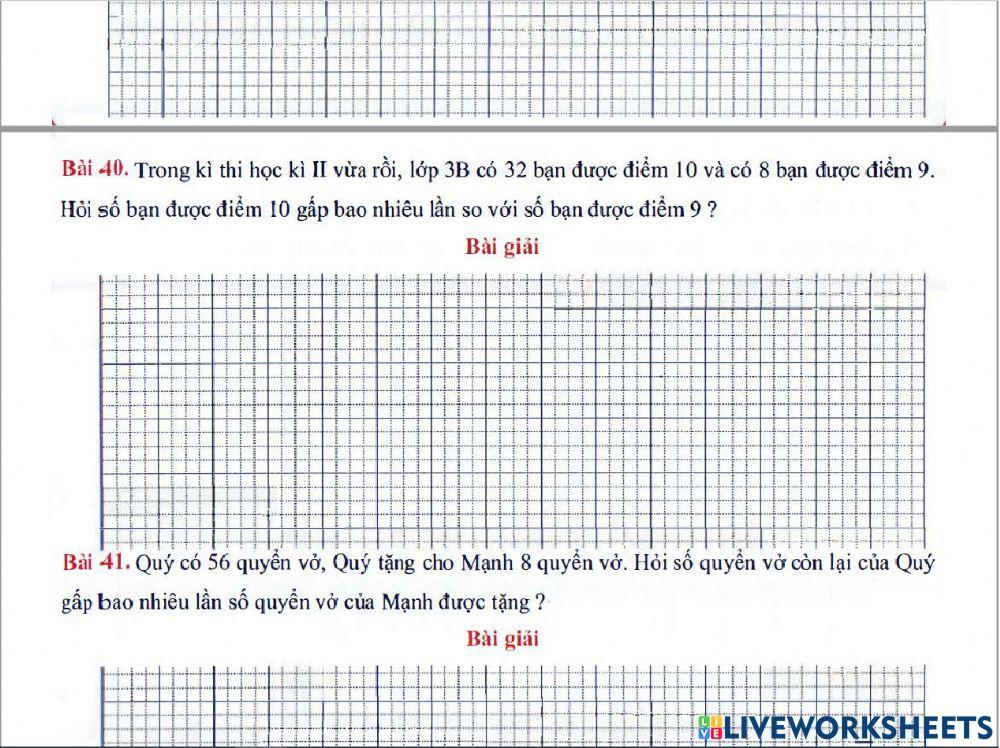 Toán 3 lên 4 - Dạng 7.6: Toán số lớn gấp mấy lần số bé