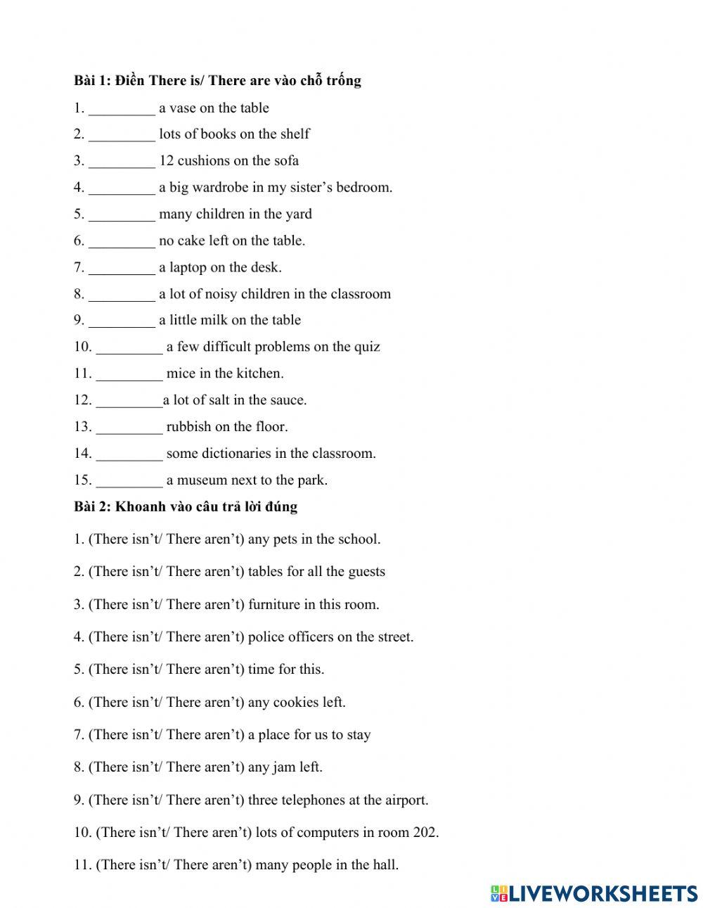 There is There are - Some-Any-A-An - Chuyen sau 6