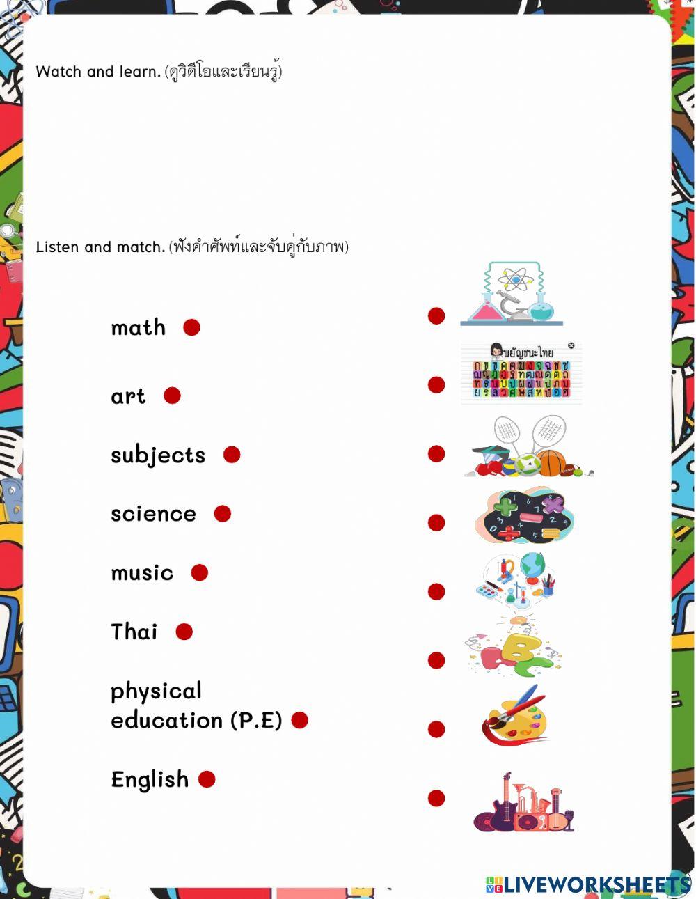 P.3 School subjects-listening