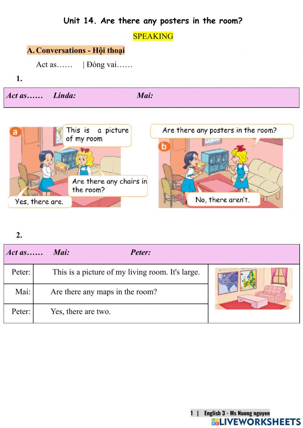 E3U14 Are there any posters in the room? -nuongnguyen