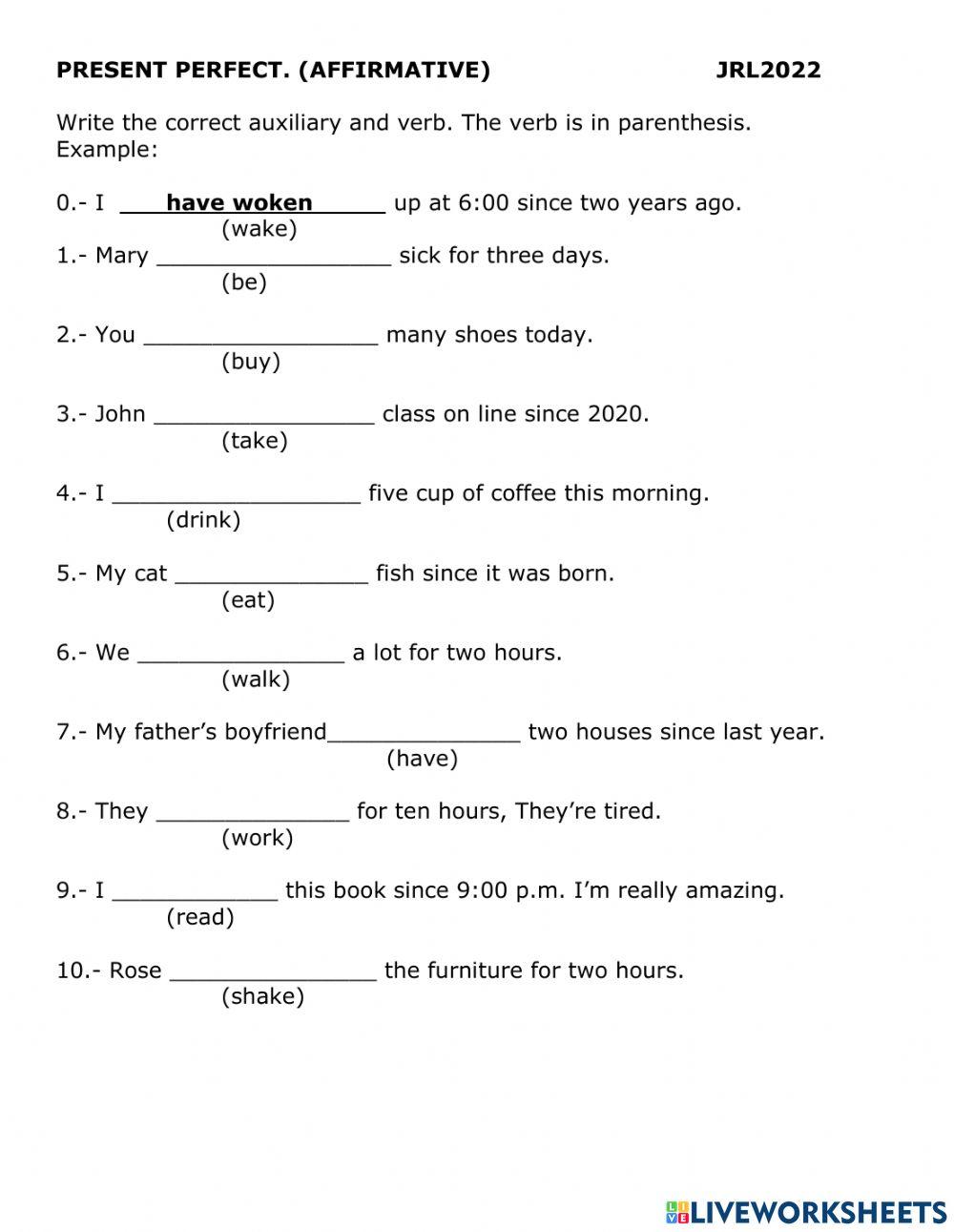 Present Perfect Affirmative Sentences
