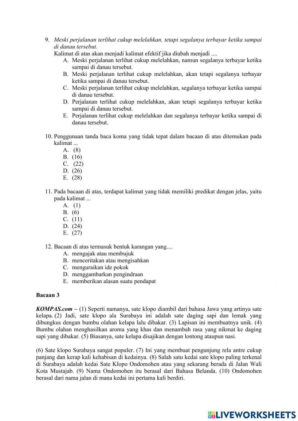 Soal Pemahaman Bacaan dan Menulis 7