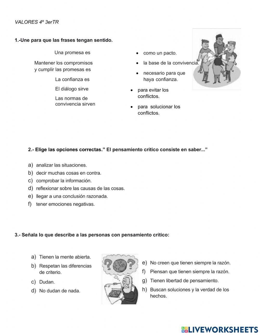 Evaluación 3erTR Valores 4º