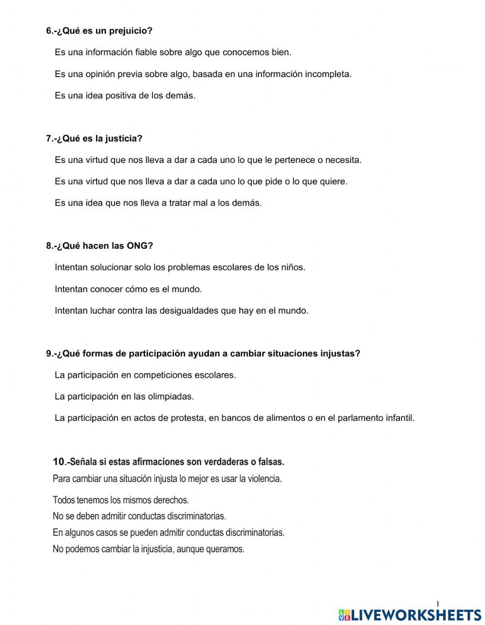 Evaluación 3erTR Valores 4º