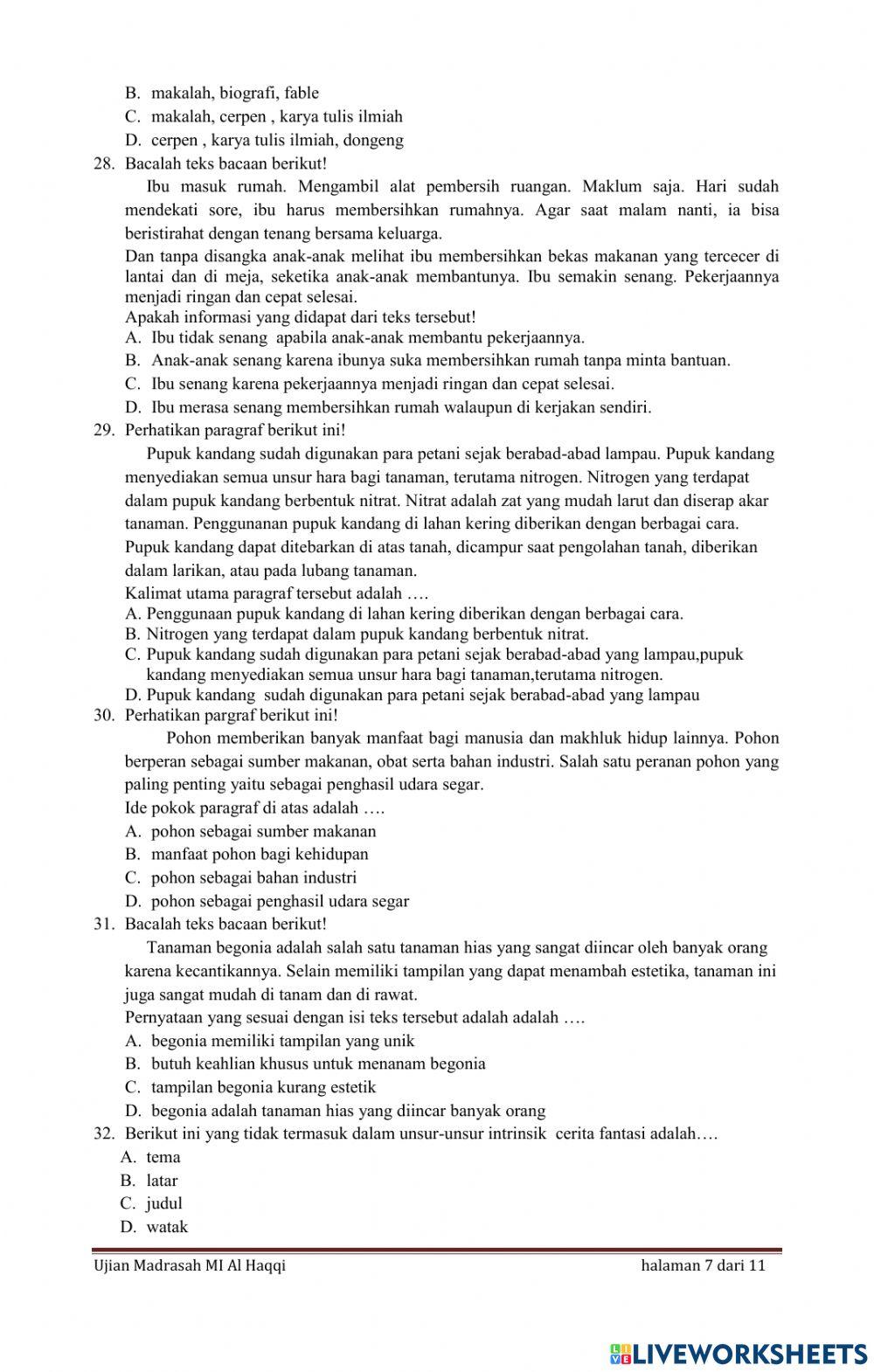 UM Bahasa Indonesia MI Al Haqqi