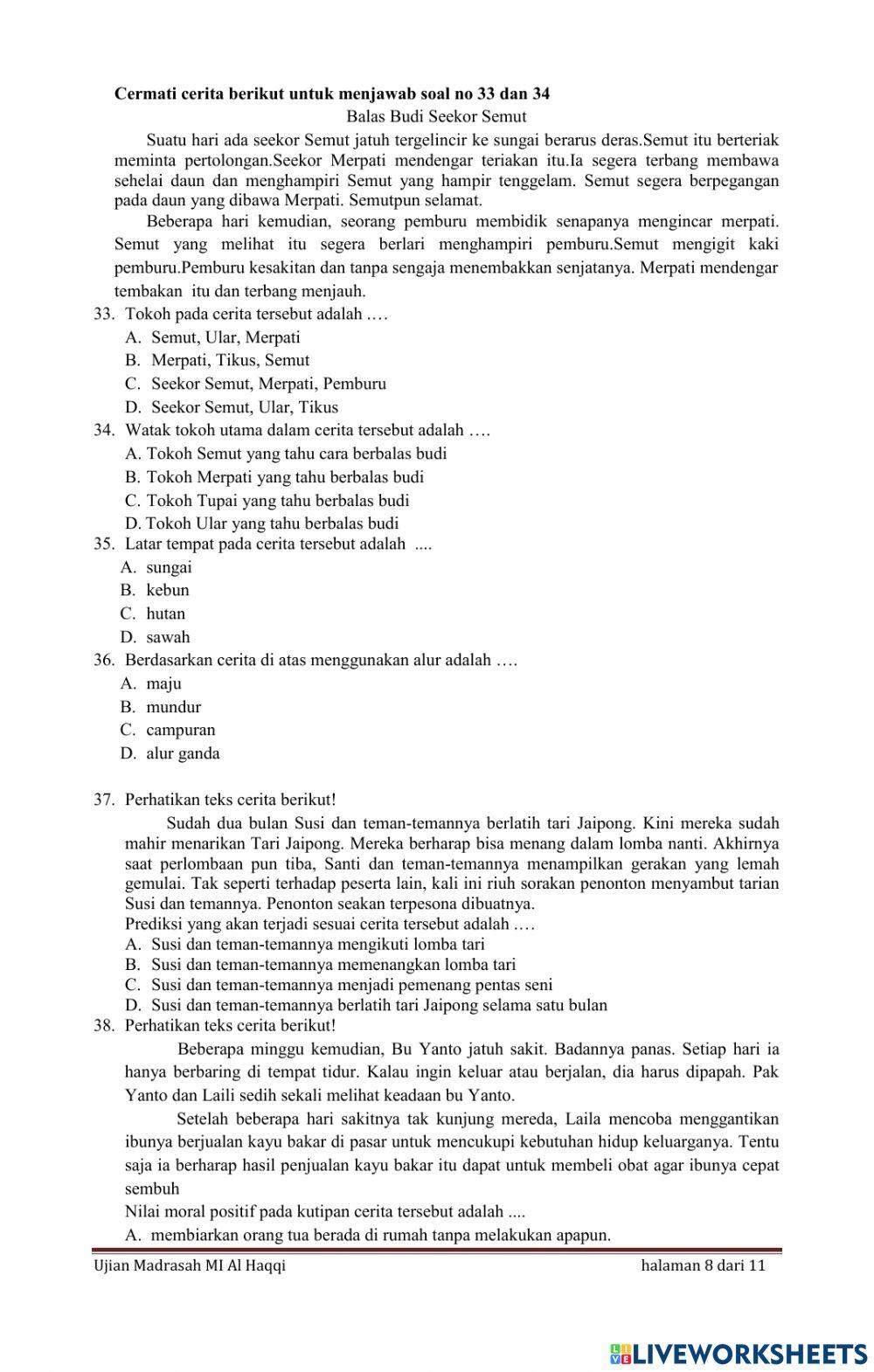 UM Bahasa Indonesia MI Al Haqqi