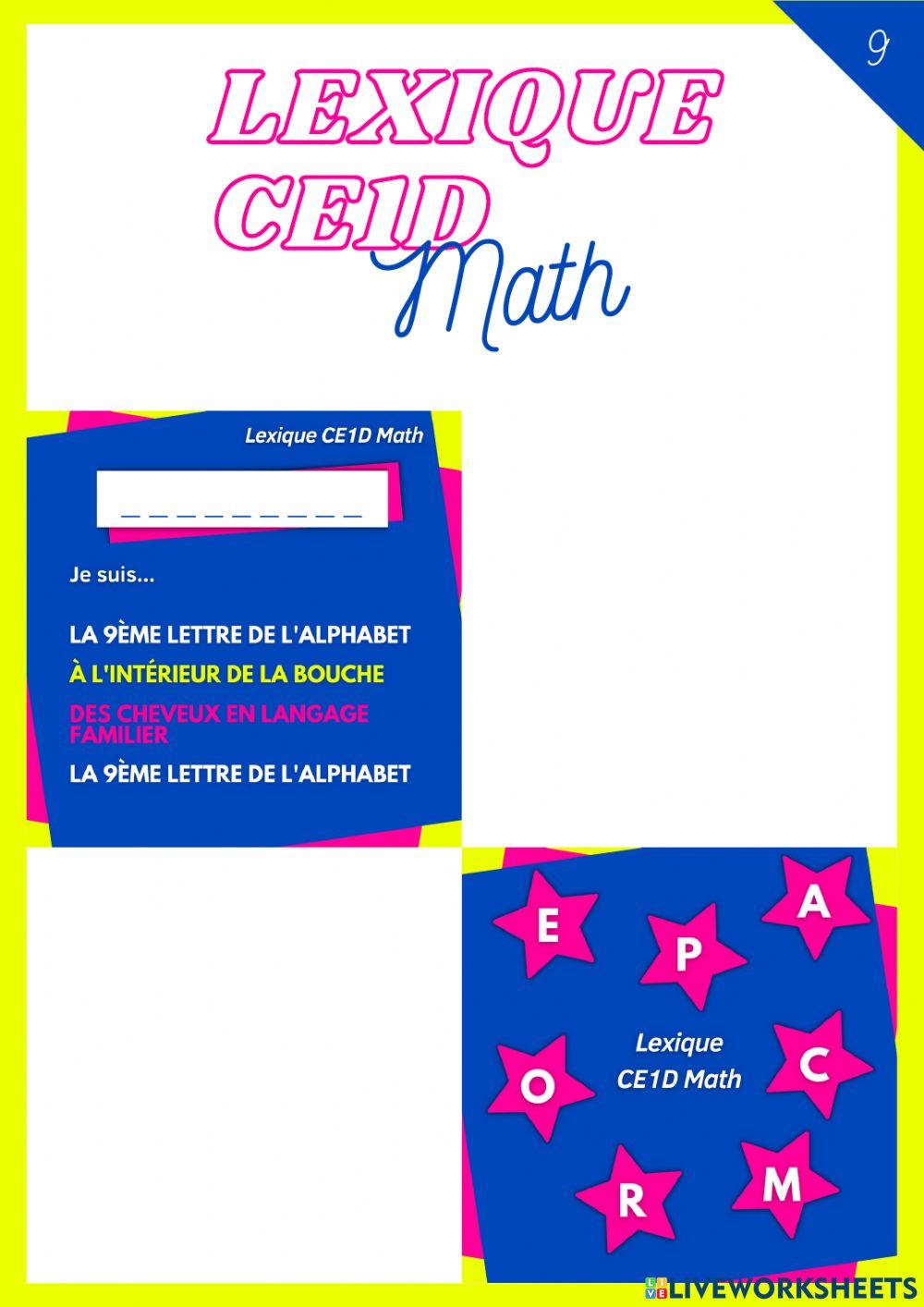 Lexique CE1D Math - Jeux - Partie 2