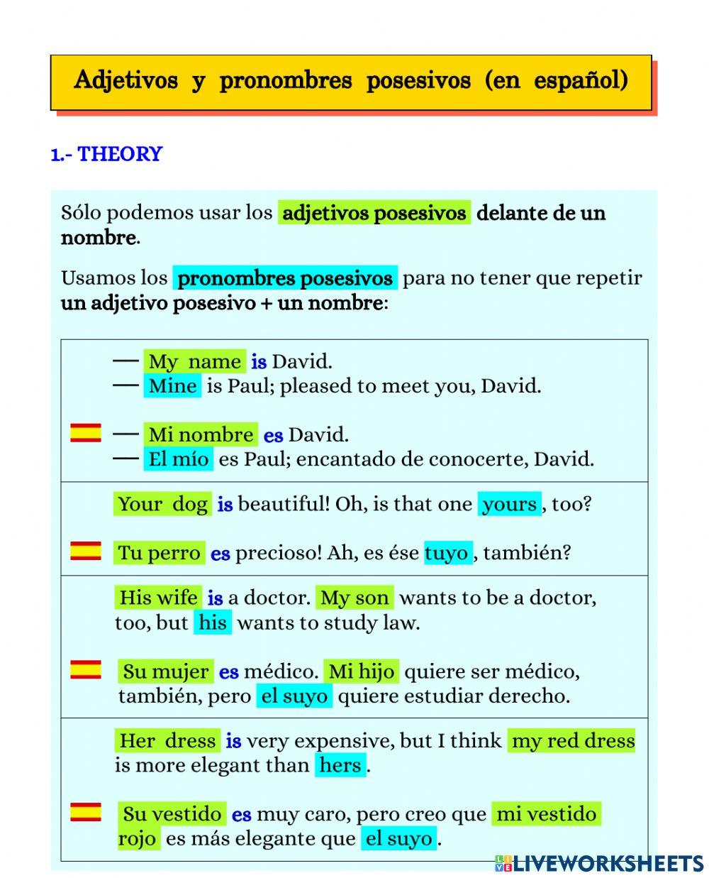 Possessives (in Spanish) Possessives (in Spanish)