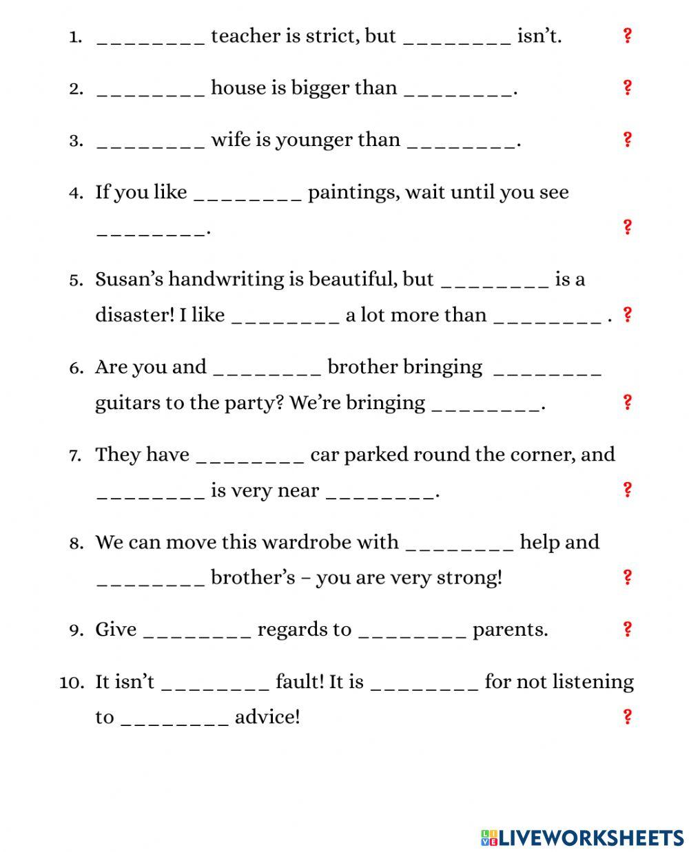 Possessives (in Spanish) Possessives (in Spanish)