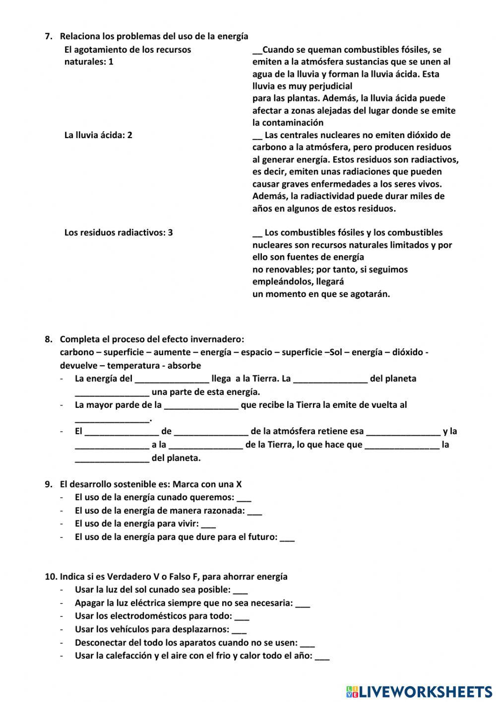 El uso de la energía