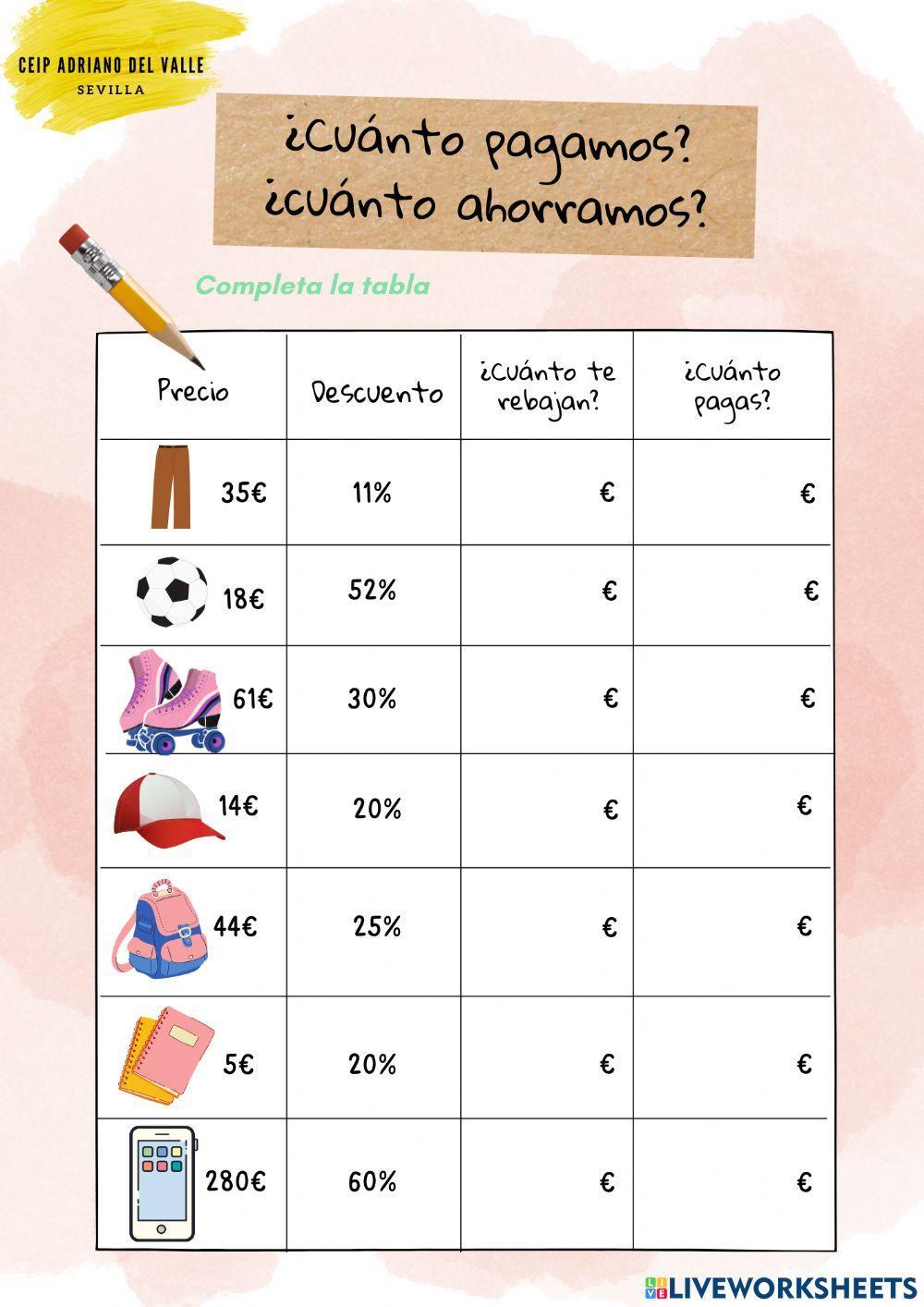 Porcentajes y descuentos