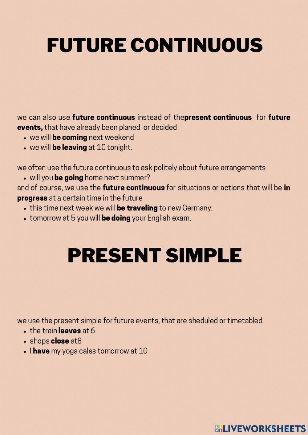 Future and present continuous