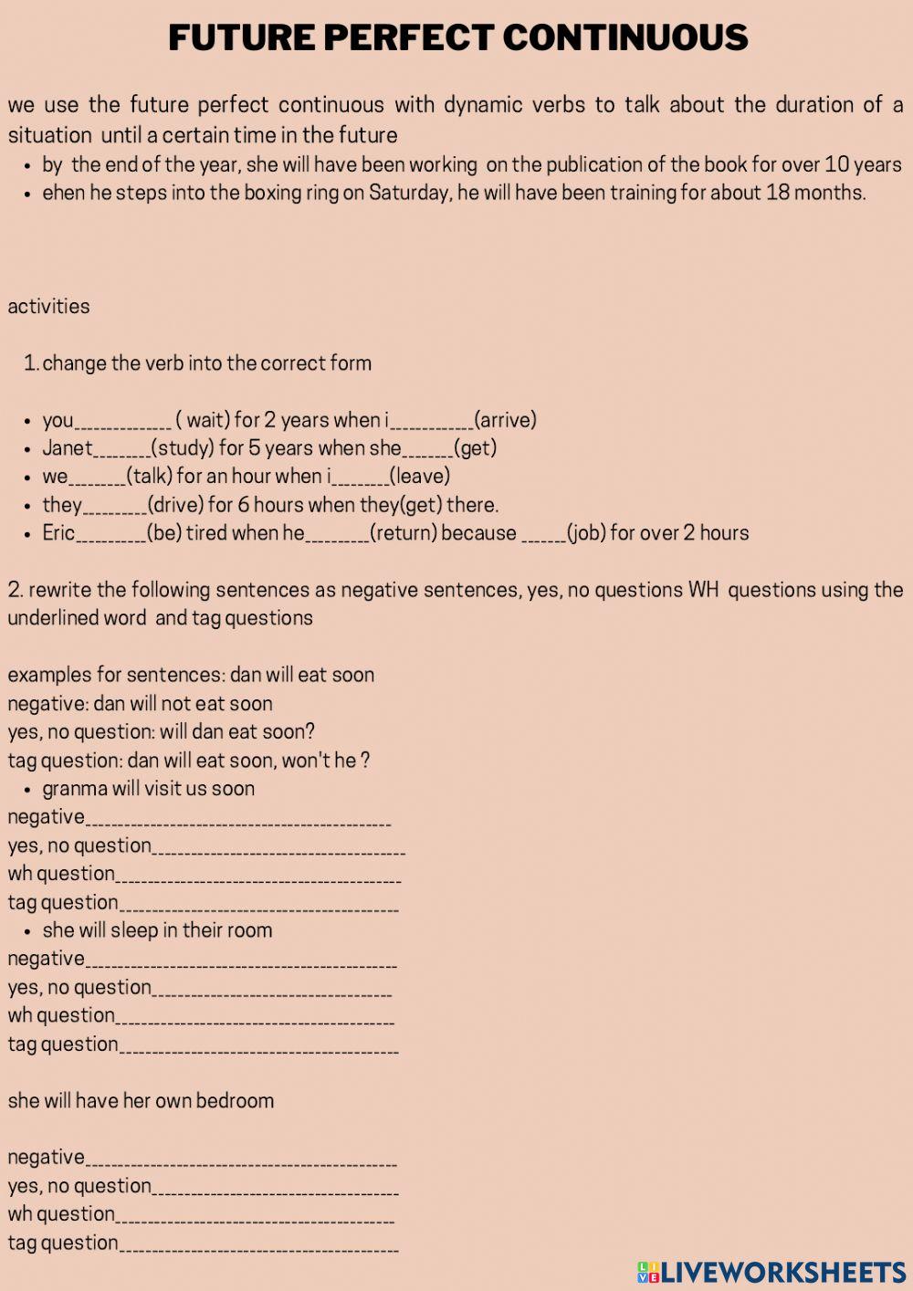 Future and present continuous