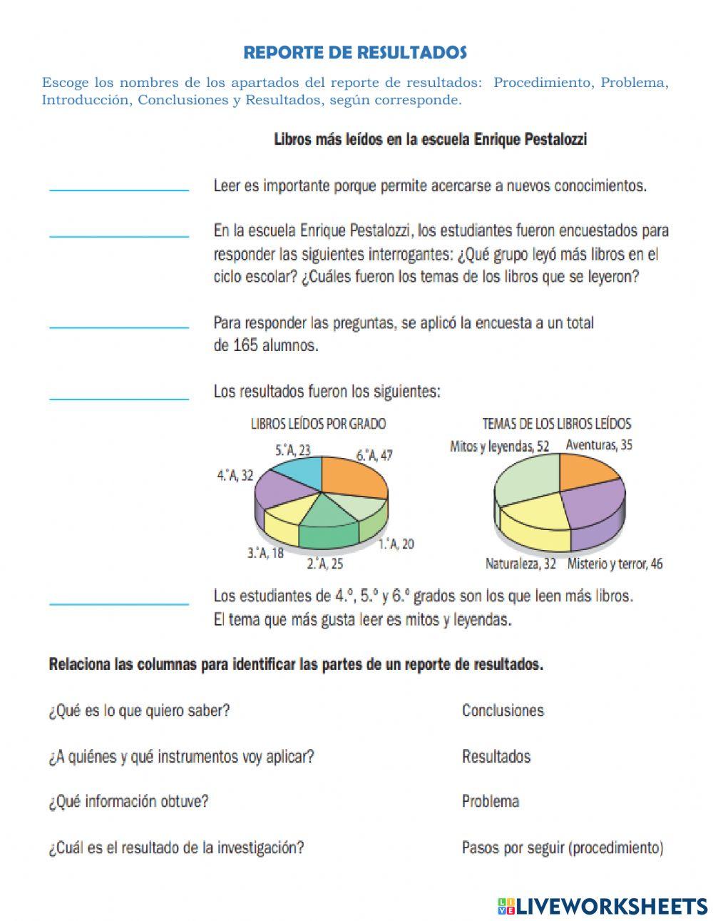 Organizacion de datos y reporte de resultados