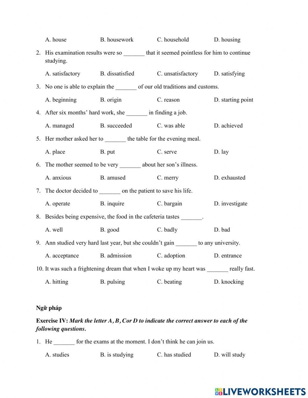 Grammer & Vocabulary