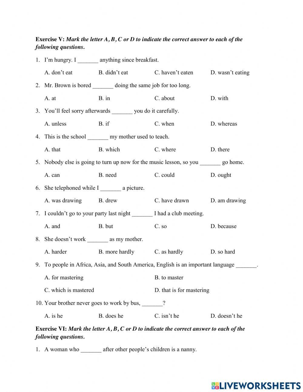 Grammer & Vocabulary