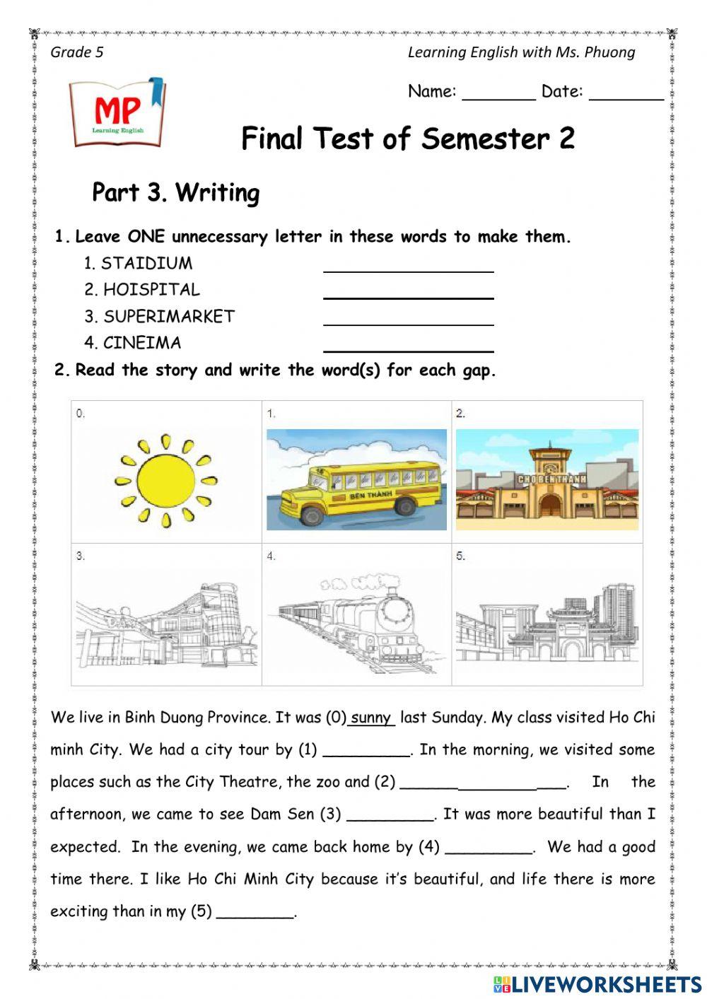 English 5 - The 2nd term test - Writing