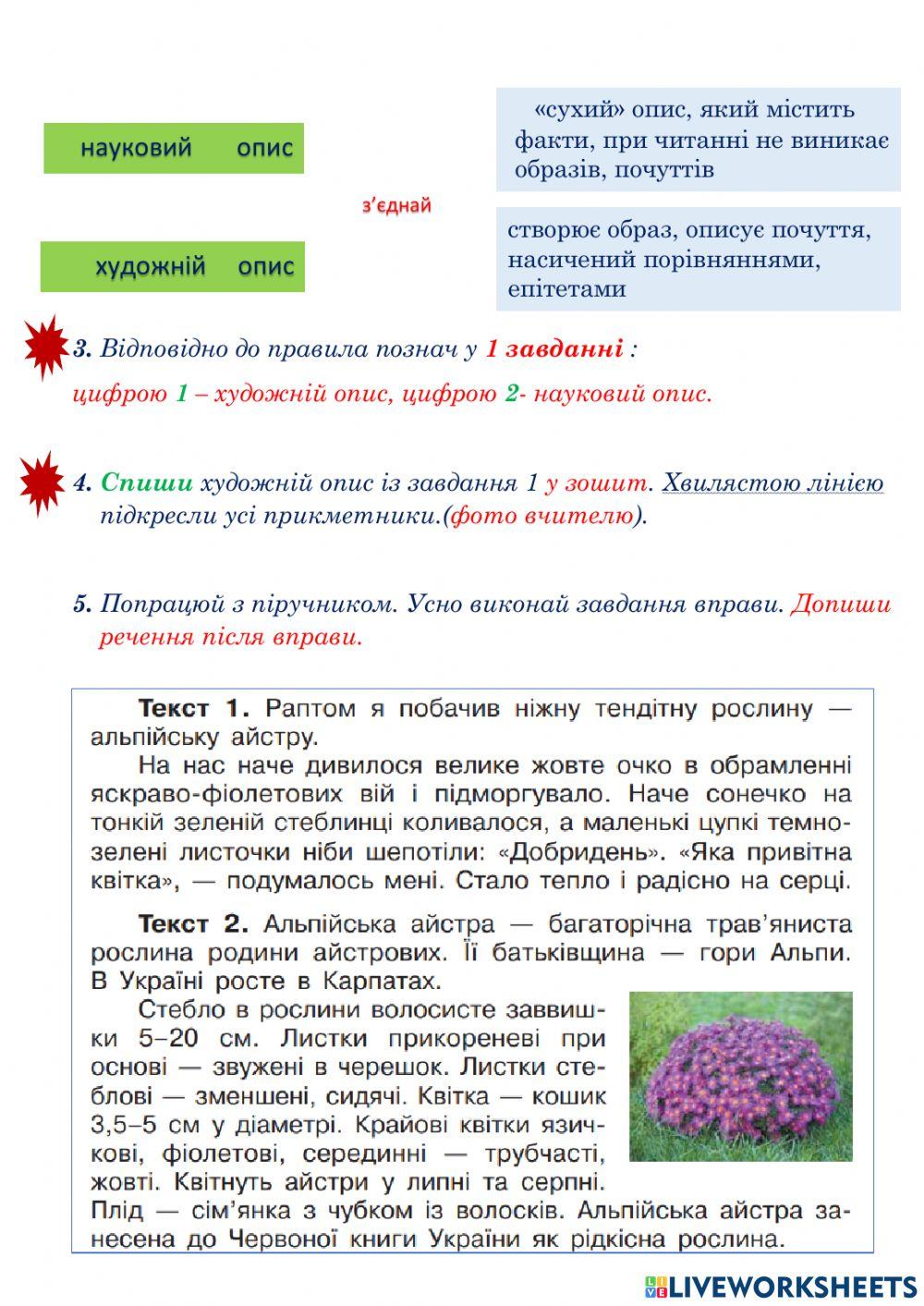 Наукові та художні описи