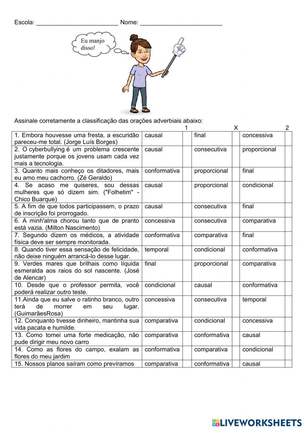 Oração Subordinada adverbial- loteria