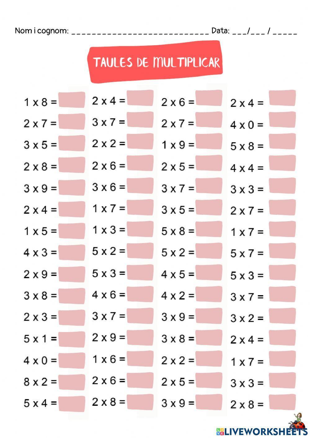 Taules de multiplicar
