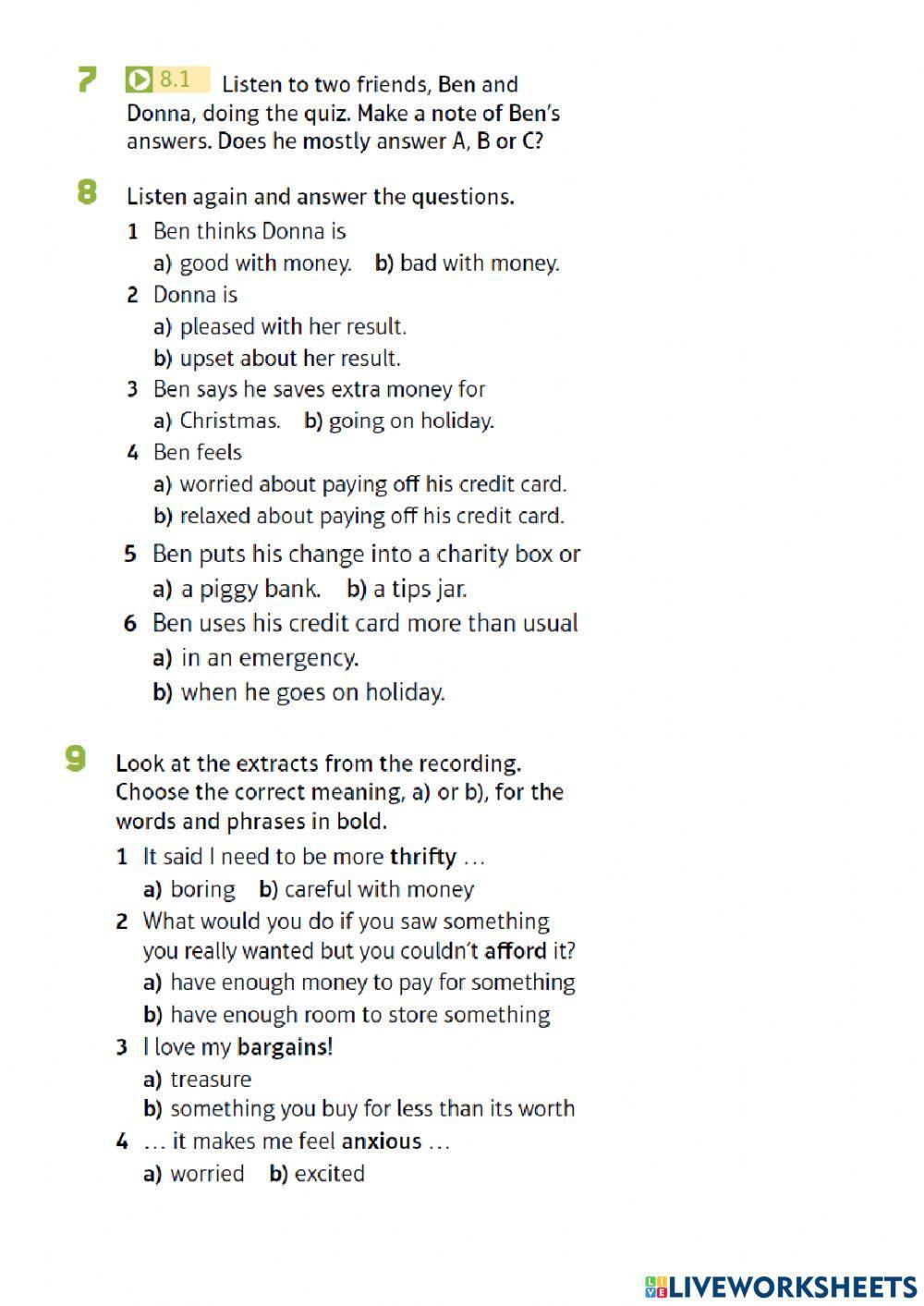 U8 Reading and Listening