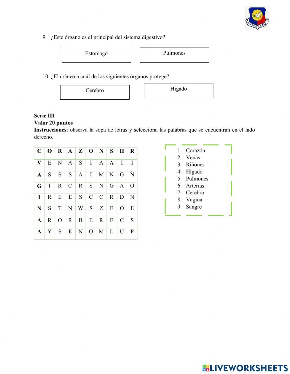 Examen Final Bimestre II Cuarto Ciencias Naturales