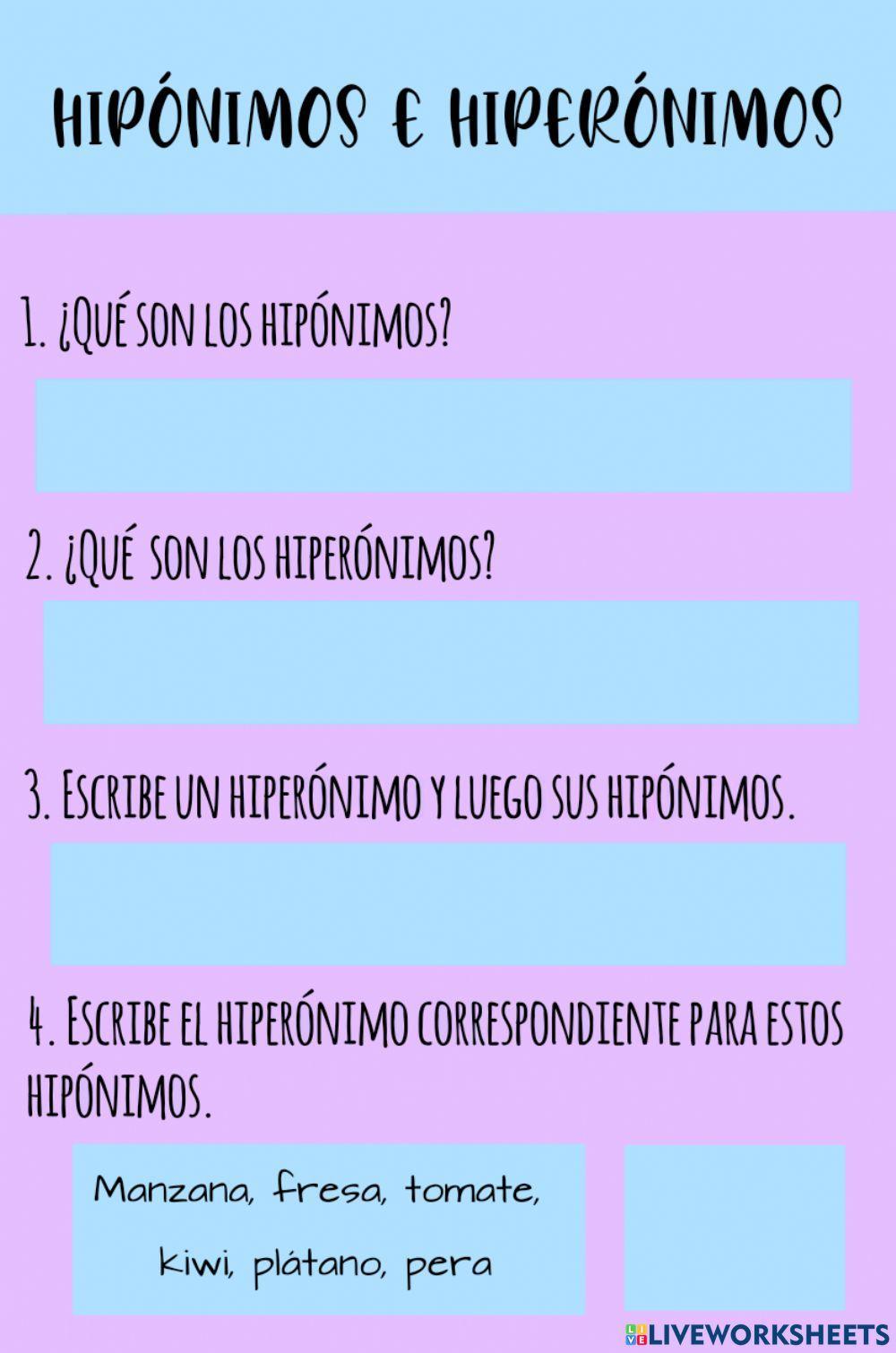 Hipónimos e hiperónimos