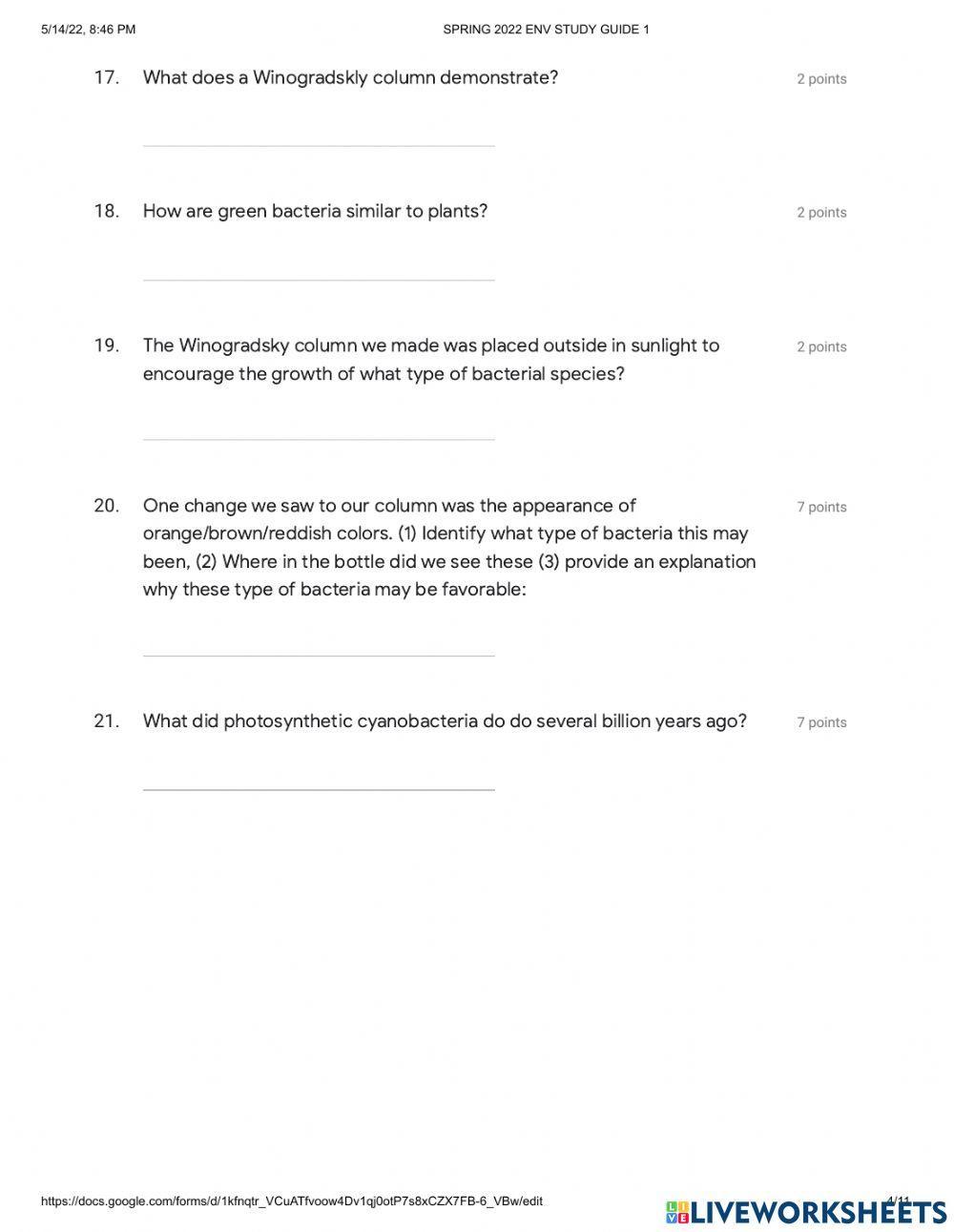 Environmental science study guide 1