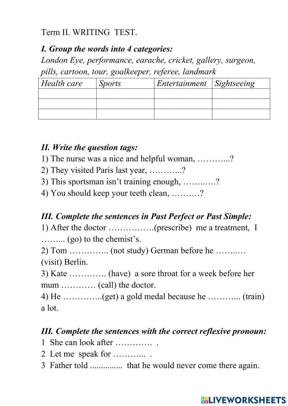 Writing II Term Form 7