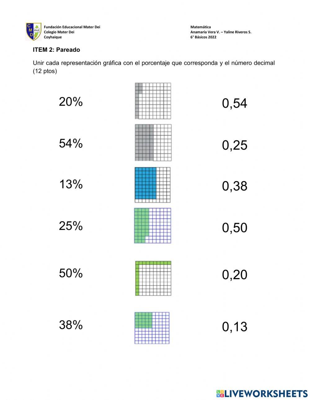 Evaluación de porcentajes