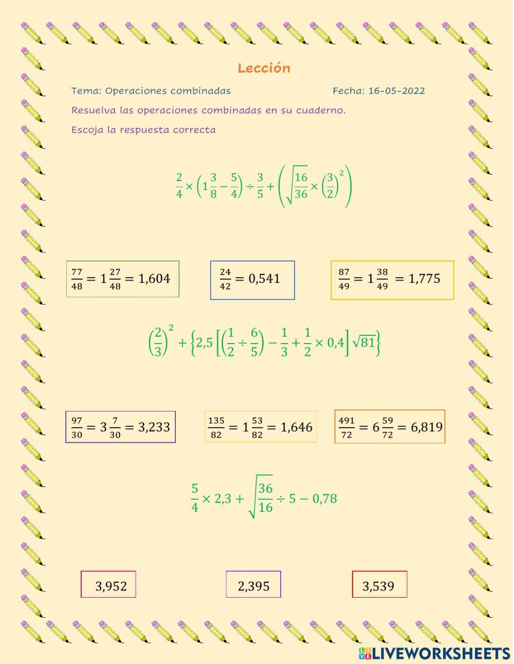 Operaciones combinadas